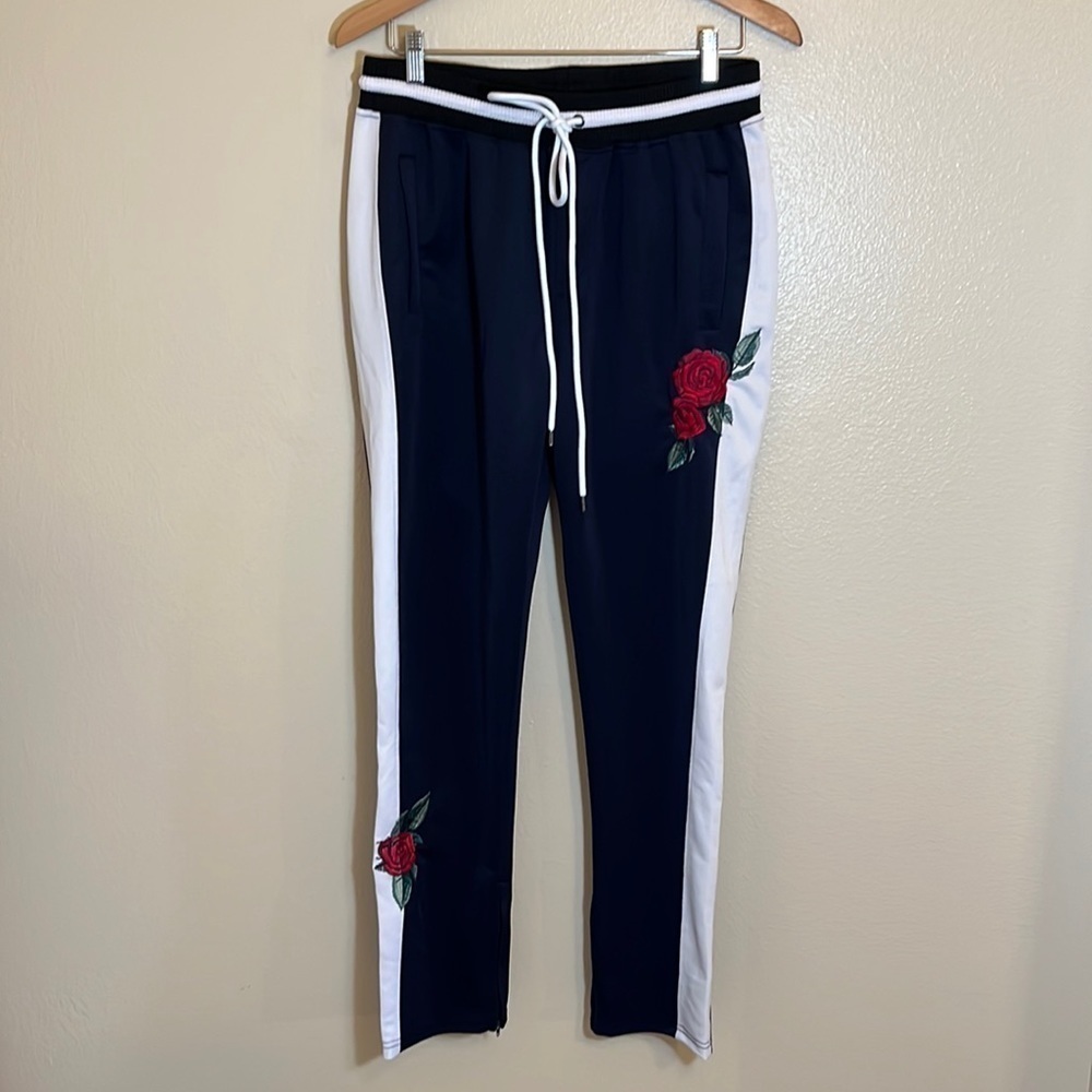 Screenshot Navy White Floral Rose Athleisure Track Pants